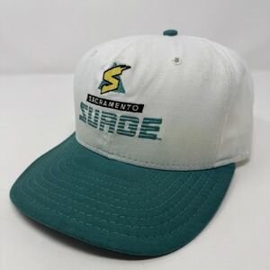 Vintage Sacramento Surge Hat Cap Snap Back One Size White Teal WLAF Football 90s